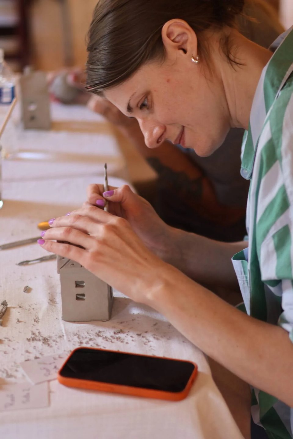 Pottery making class participant in Bethlehem, PA craft class