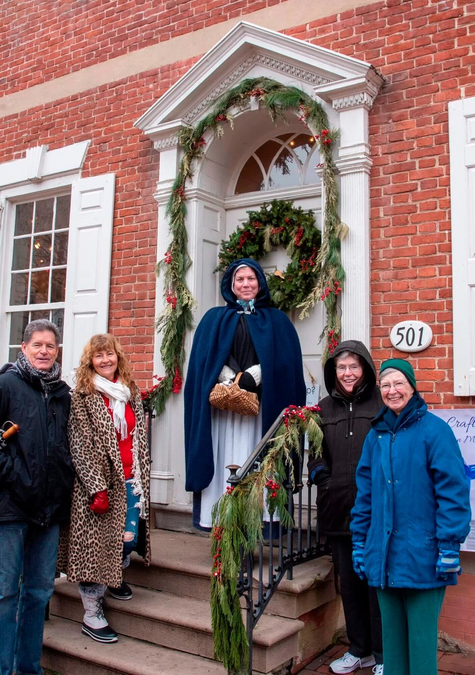 In front of Goundie house during a Christmas City Stroll