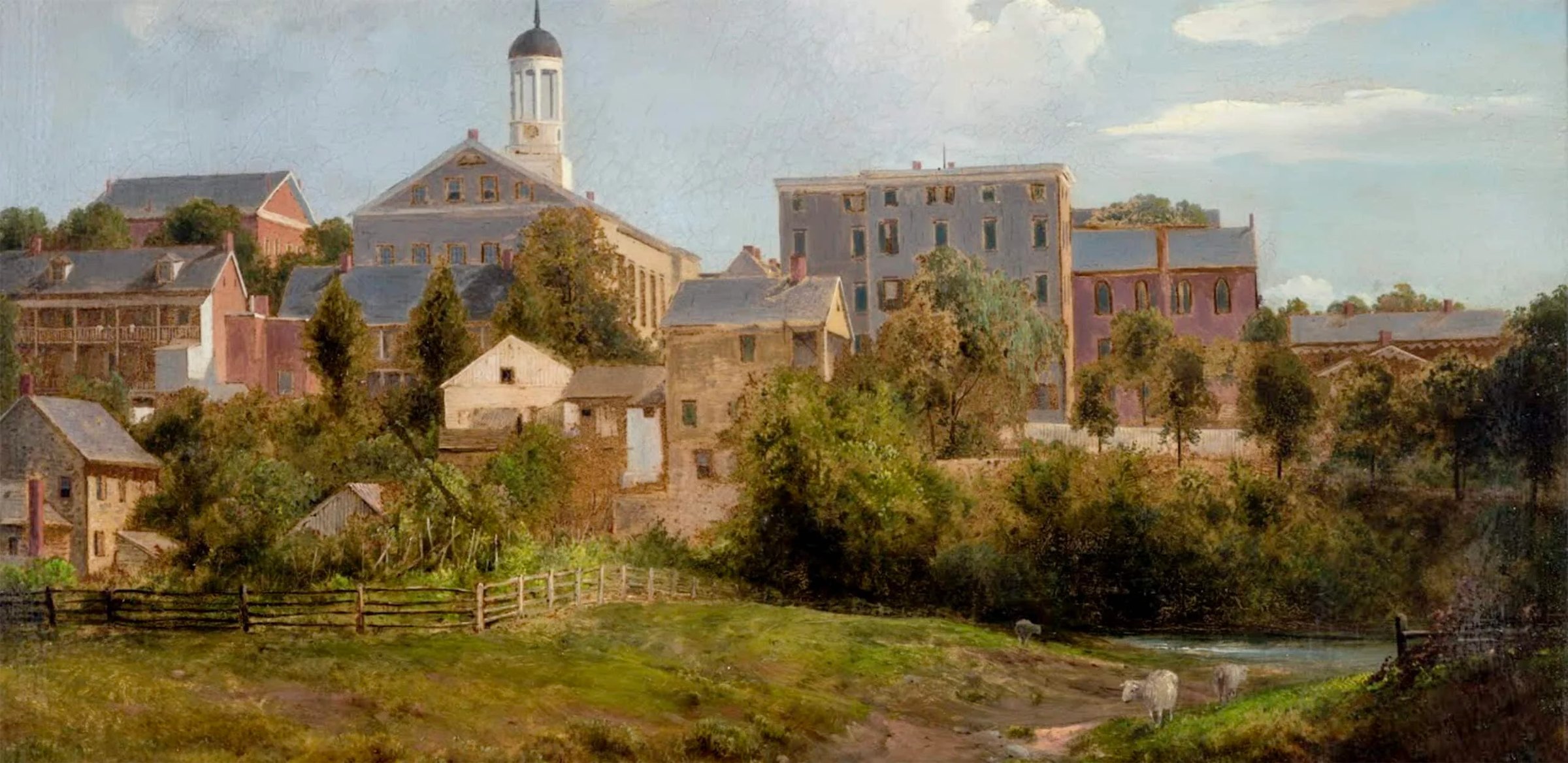 Painting of Bethlehem from the Monocacy Creek by. Gustav Grunewald after 1862